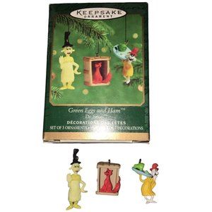 Hallmark Keepsake Dr Seuss Green Eggs & Ham 2000 Miniature 3 Piece Ornament Set